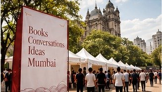 A literary festival courtyard